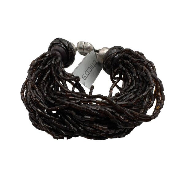 Chico's Bracelet NWT Jewlery Statement 8 Brown Beaded Magnetic Clasp Multistrand - Picture 8 of 8